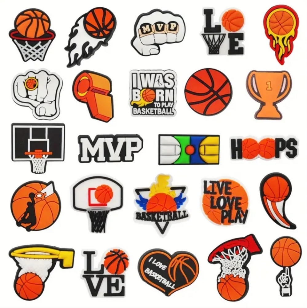 24pk Basketball Jibbitz Charms For Crocs